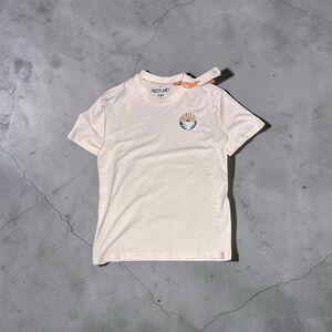 Free Planet Cream T-Shirt with Blue and Gold Logo